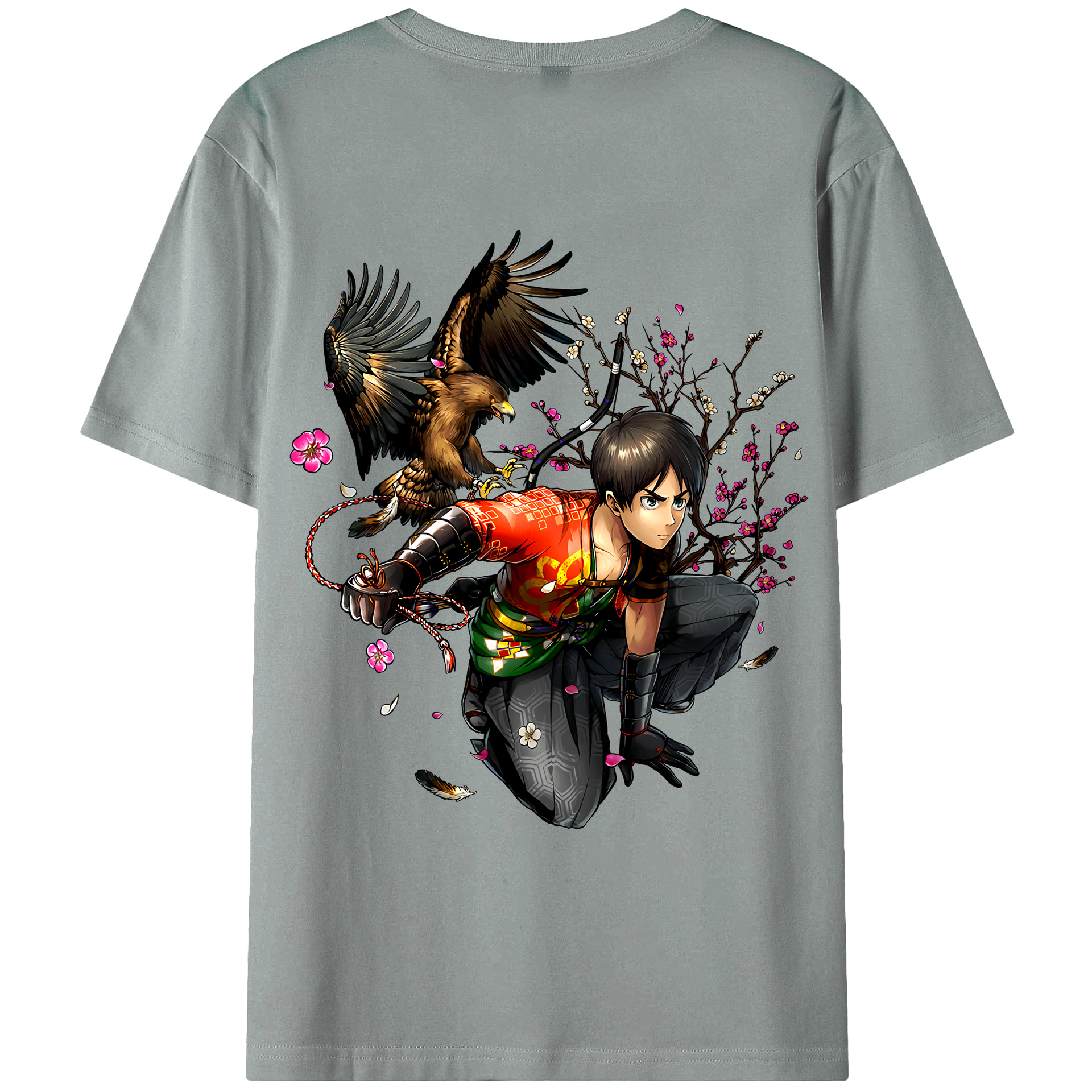 （画像用） 進撃の巨人 エレン･イェーガー Attack on Titan Eren Jäger 綿100％ メンズ半袖Tシャツ（バックプリント） 通気性